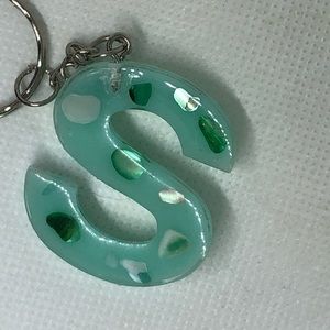 Jade Gemstone letter keychain! ‘S’